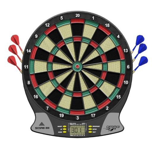 [92016] Carromco Dartscheibe SCORE-301 elektronische Dartscheibe - 4-Loch Abstand, Dart