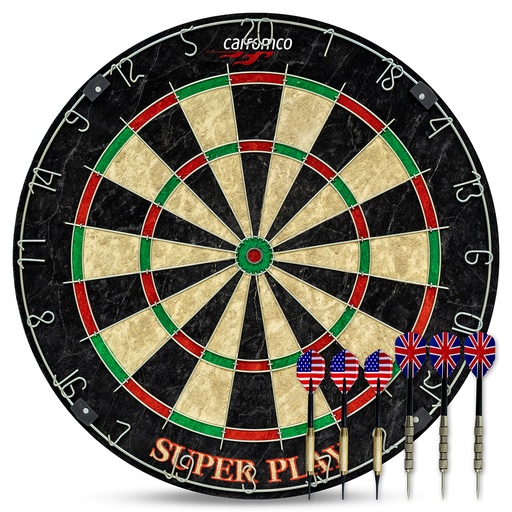[83240] Superplay Sisal-Dartscheibe, Bristle Dartboard, Steeldarts | Carromco